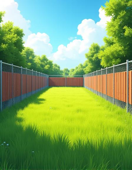 安全なフェンスで囲まれた屋外ドッグラン